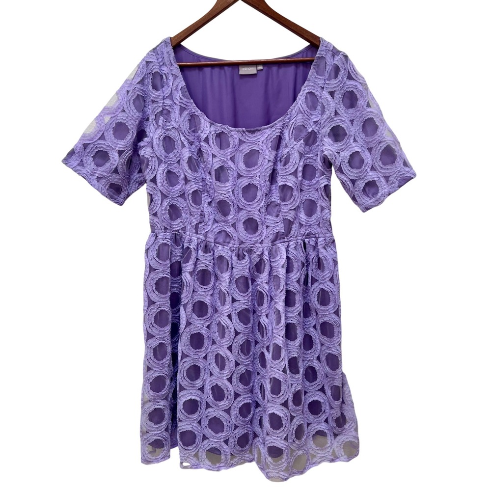 eShakti Purple Lace Circle Overlay Fit Flare Dress‎ 1X 18W Fairy Whimsical